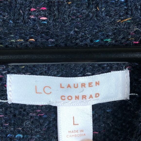 Lauren Conrad Womens Sweater Blue Multi Wool Blend Long Sleeve Crew Large - Picture 4 of 10